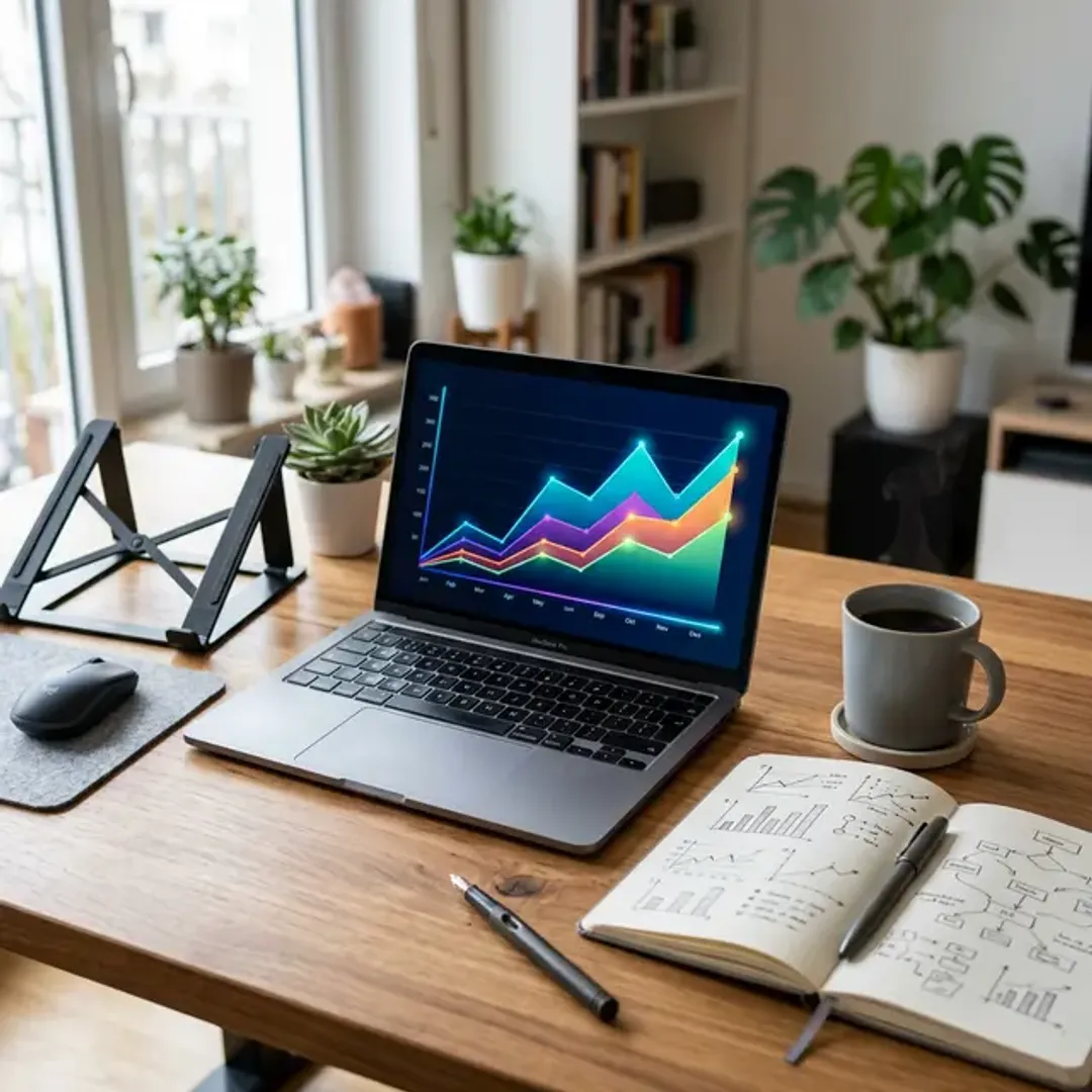 データサイエンスを象徴する美しいグラフとデータ分析の高品質なイメージ写真