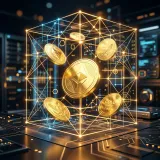 銀行を介さない分散型金融(DeFi)を象徴する、デジタル網に守られた金貨の高品質な写真