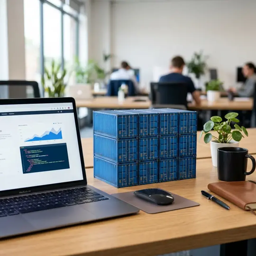 コンテナ技術のメタファーとしてのコンテナボックスの高品質なイメージ写真