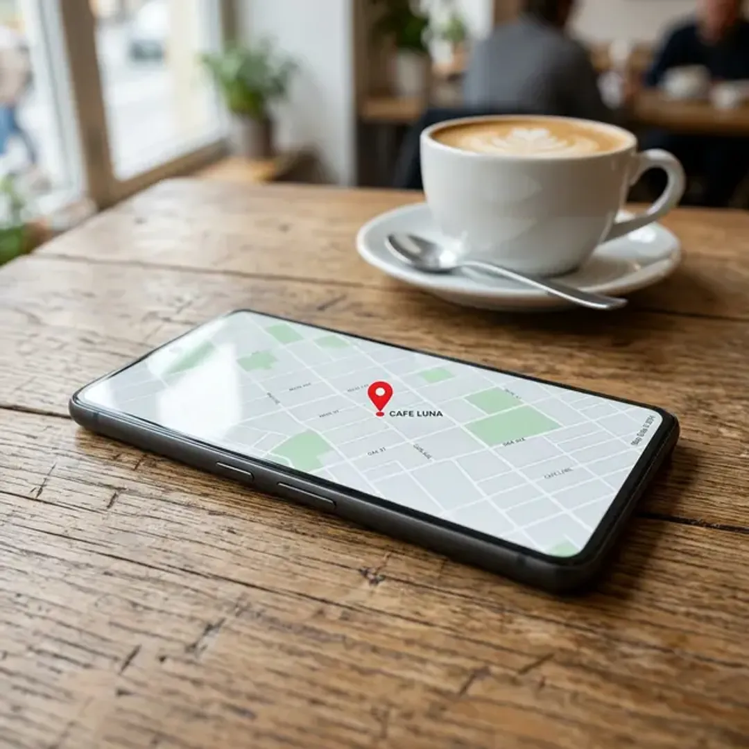 MEO（マップ検索エンジン最適化）を表したテックブログ向けの高品質なイメージ写真