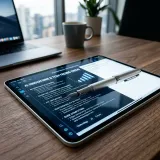 簡単に見出しや装飾を記述できるMarkdownを象徴する、美しくフォーマットされた光るデジタルノートの上にある銀色の万年筆の高品質画像