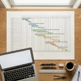 ウォーターフォール開発におけるガントチャートと計画の高品質なイメージ写真