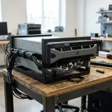 オンプレミスの物理サーバーラック環境を表したテックブログ向けの高品質なイメージ写真