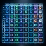 データをカンマで区切ったシンプルな形式のCSVを象徴する、ガラスで綺麗に区切られたスプレッドシート状の光るデータキューブの高品質写真