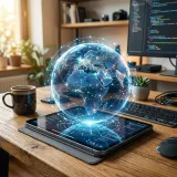 CDNのグローバルな配信網を表現する地球儀ネットワークの高品質なイメージ写真