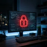 ランサムウェアによる端末のロックダウン被害を表す高品質なイメージ写真