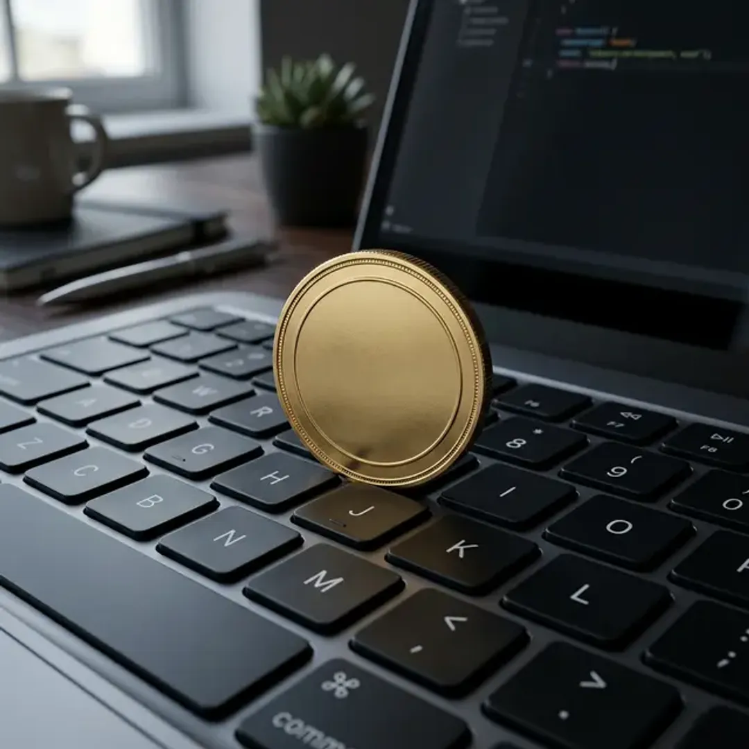 暗号資産（仮想通貨）を表現する金貨の高品質なイメージ写真