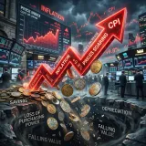 物価が上がり続けお金の価値が下がる様子を示すグラフのイメージ