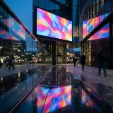 広告の表示・インプレッションを象徴する色鮮やかなデジタル看板の高品質な写真