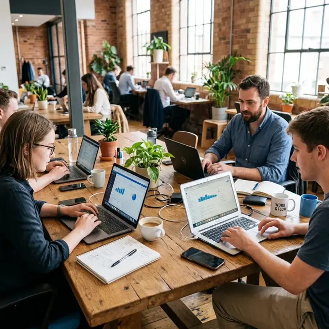 オープンソースにおける技術者のコラボレーションを表現する高品質なイメージ写真