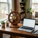 Kubernetesのオーケストレーションを象徴する操舵輪の高品質なイメージ写真