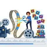 ハサミを持った編集者が、長くて退屈な映画のフィルム（数時間の生配信）の中から、「大爆笑しているシーン」や「怒っている名場面」などの「一番美味しい部分（ハイライト）」だけをチョキチョキと切り取って、短い1本の新しいショート動画に作り直しているイメージ