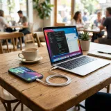 スマートフォンのテザリング機能を用いたPCとの接続の高品質なイメージ写真