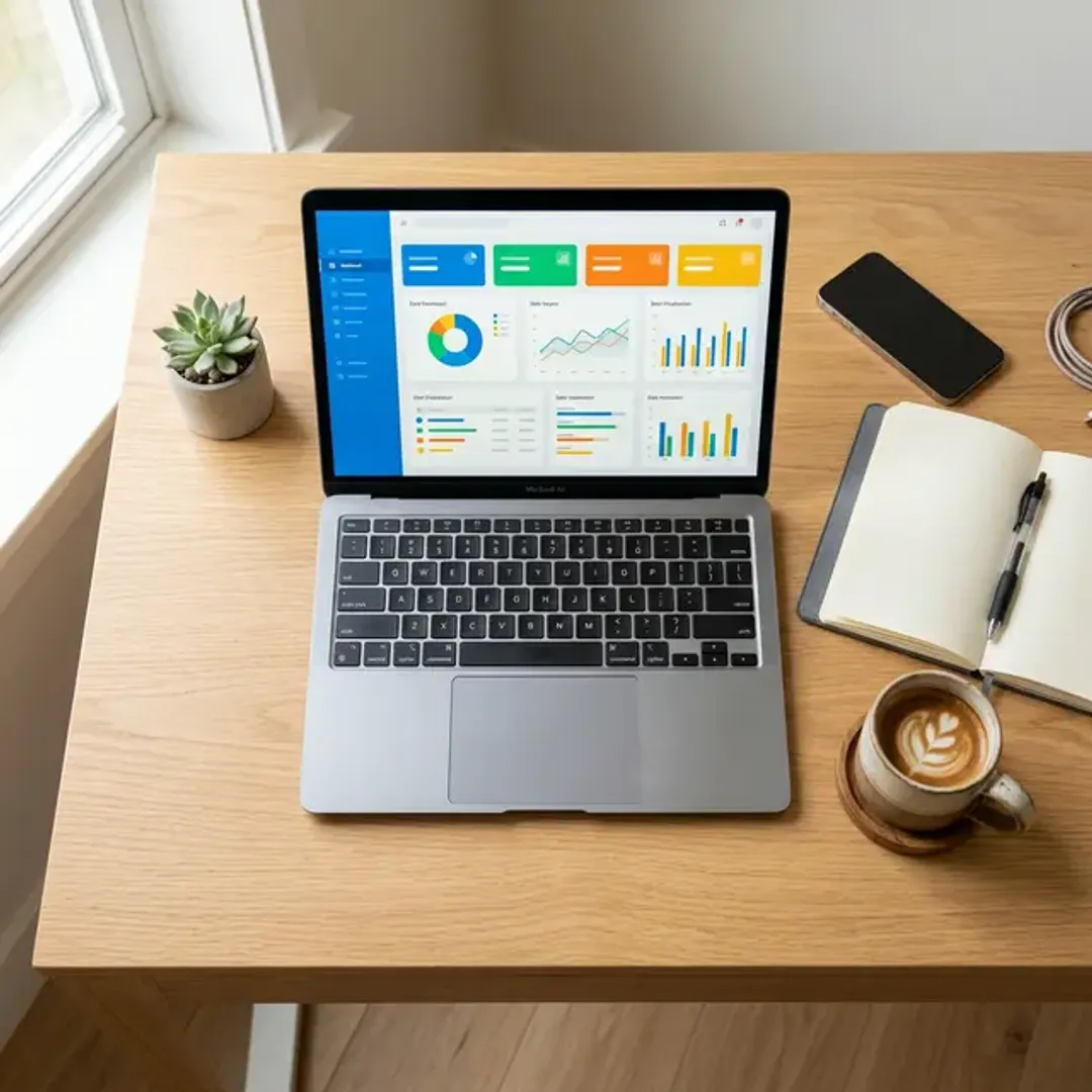 SaaS（Software as a Service）の利用シーンを表したテックブログ向けの高品質なイメージ写真