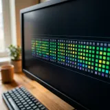 GitHubのContributionグラフを表現する色鮮やかなドットの高品質なイメージ写真
