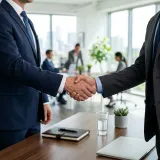 上司と社員が面談しながら今後の成長について話している様子