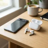 Bluetooth接続を表すワイヤレスイヤホンとスマートフォンの高品質なイメージ写真