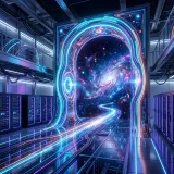 異なるネットワークの境界窓口デフォルトゲートウェイを象徴する、外部へ繋がる光るゲートポータルの高品質写真