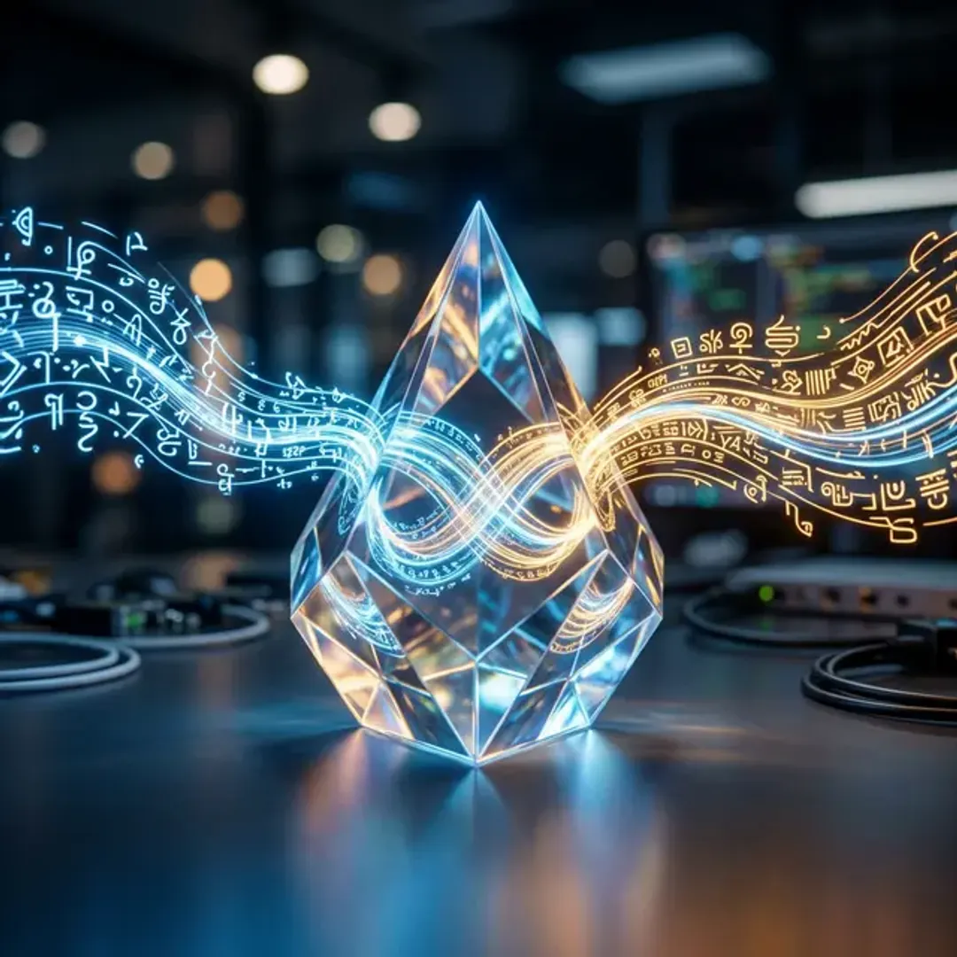 異なる言語が自動的に変換・翻訳される様子を表現した機械翻訳の高品質なイメージ写真